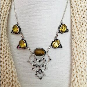 NEW Tiger Eye Citrine 925 Silver Necklace